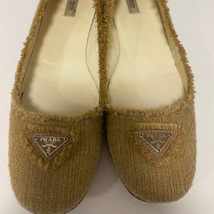 Prada tan raffia ballet flats - 37.5